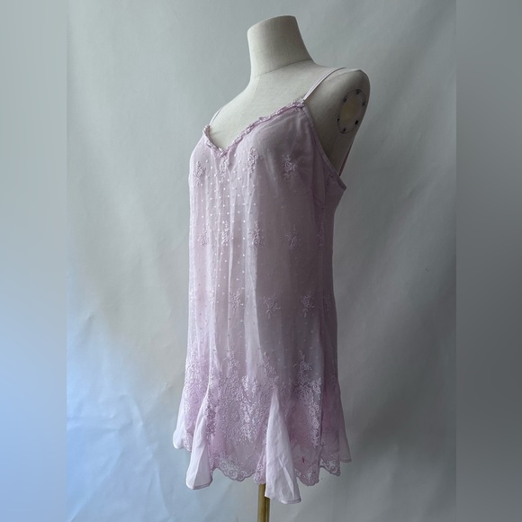 Flora Light Pink Lace Overlay Embroidered Appliqué Chemise Lingerie - Picture 5 of 13